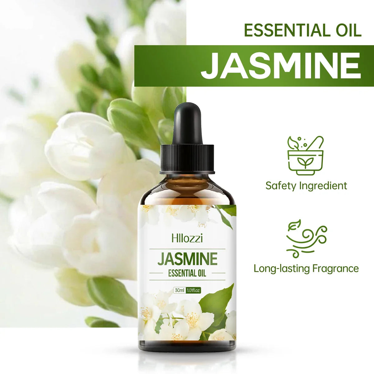 Hllozzi Jasmine Essential Oil 30ml 60ml 100ml | Aromatherapy
