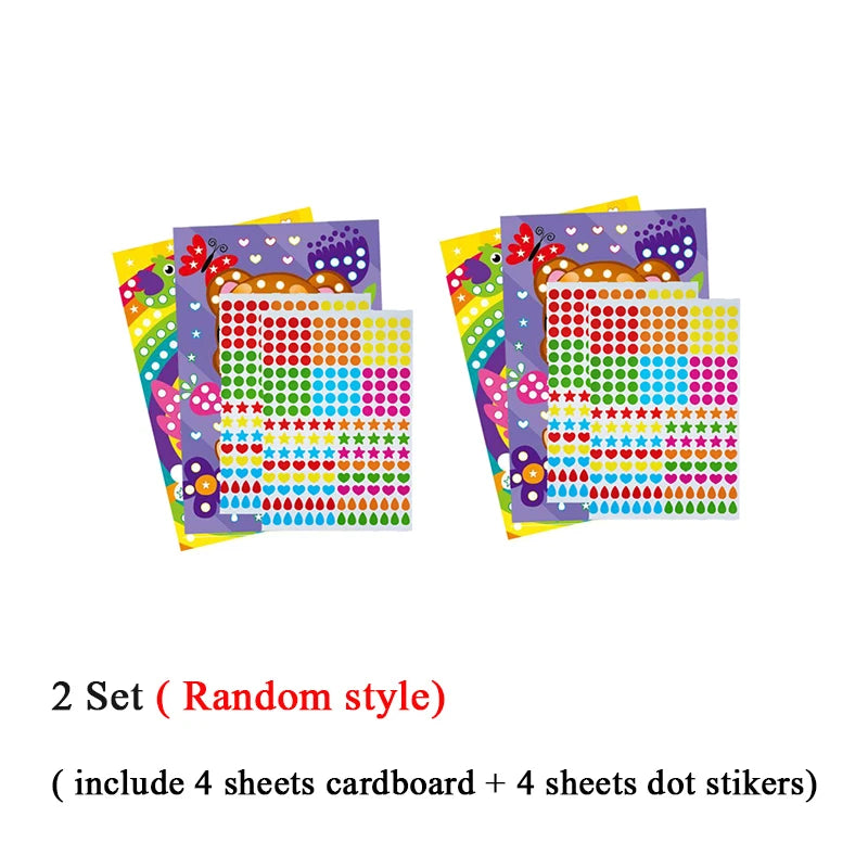 Children Colorful Round Dot Puzzle Stickers Cartoon Animal Mosaic