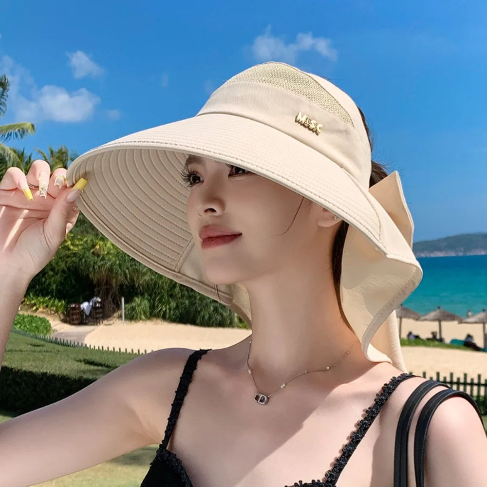 Women's Wide Brim UV Sun Hat – Ponytail & Neck Cover
