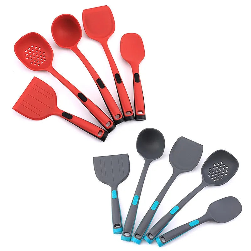 5-Piece Silicone Cooking Spoon & Spatula Set | Soup Spoon, Spatula, Strainer & More – Heat-Resistant Kitchen Utensils