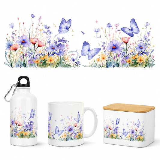 UV DTF Butterfly Flower Sticker | Waterproof Rub-On Cup Decal Craft Transfer Sticker Peaceful Pleasures Health and Wellness