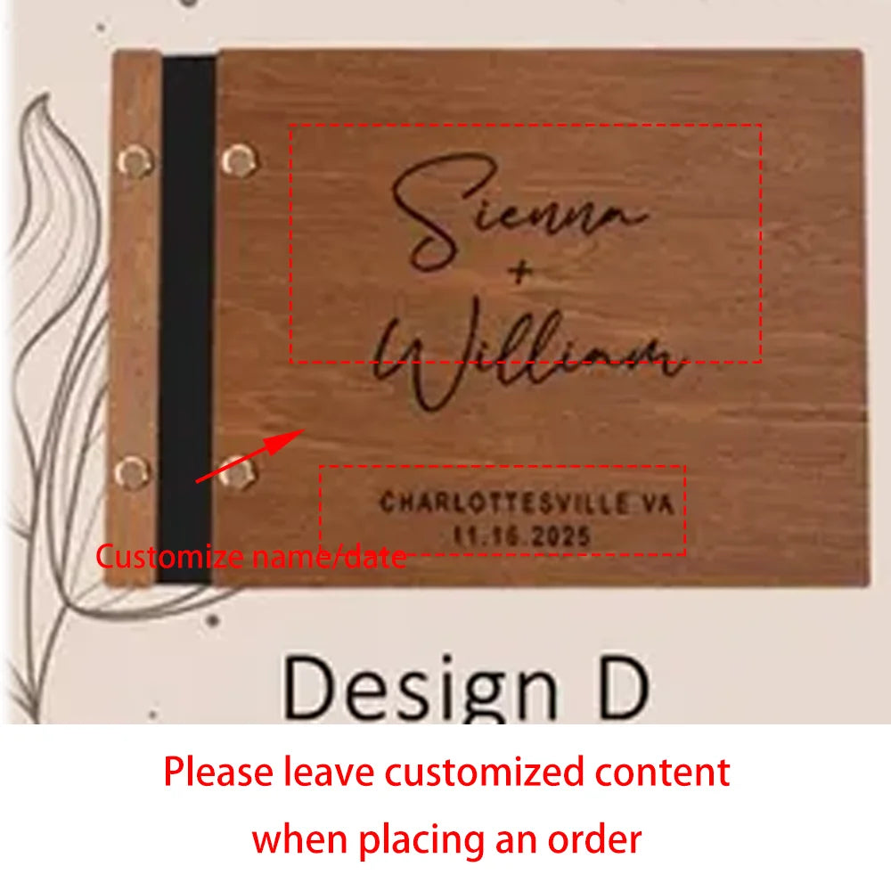 Personalized Wooden Wedding Guest Book | Engraved Keepsake