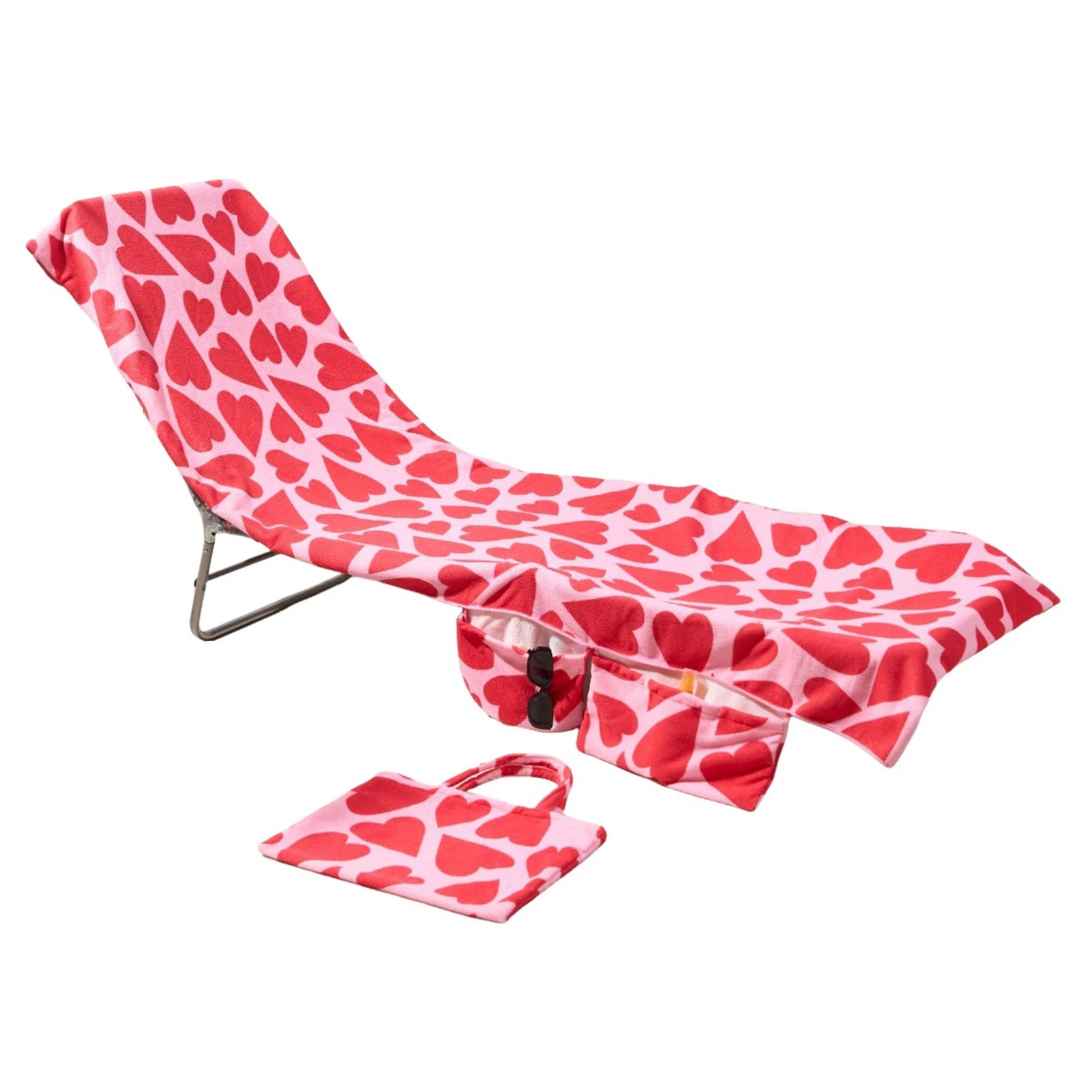 Lounge Chair Towel Cover,2-In-1 Beach Chair Cover Handbag,Super Absorbent And Soft Foldable Beach Chair Cover,for Beach/Hotels Peaceful Pleasures Health and Wellness E