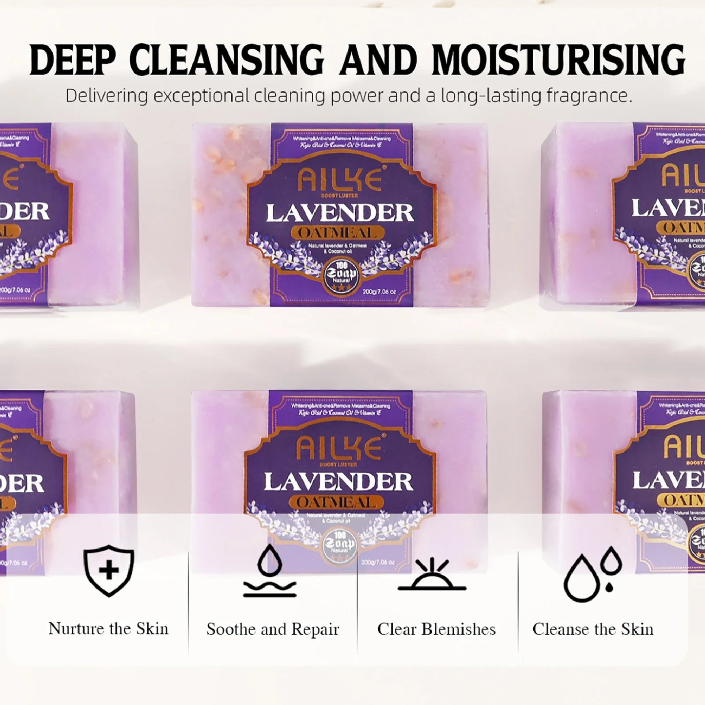 AILKE Lavender Oatmeal Brightening Soap – Face & Body 200g