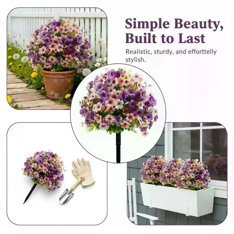 Artificial Violet Flower Topiary Stake – Fade-Proof Garden Decor