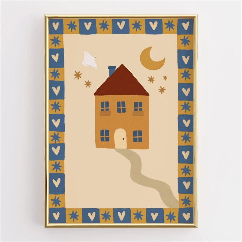 Nordic Elephant Nursery Canvas Poster | Minimalist Safari Wall Art