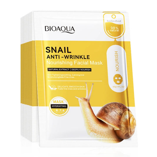 BIOAQUA Snail Face Mask 10pcs – Hydrating & Brightening Sheet Mask Sheet Face Mask Peaceful Pleasures Health and Wellness Default Title