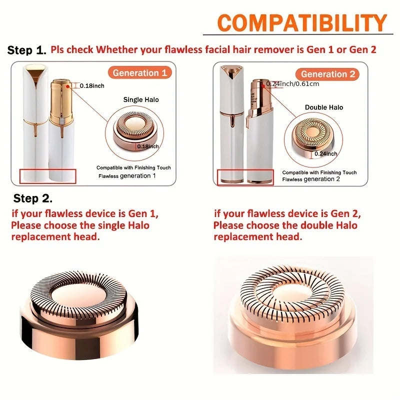 Flawless Gen 1 Facial Hair Remover Replacement Heads – Combo