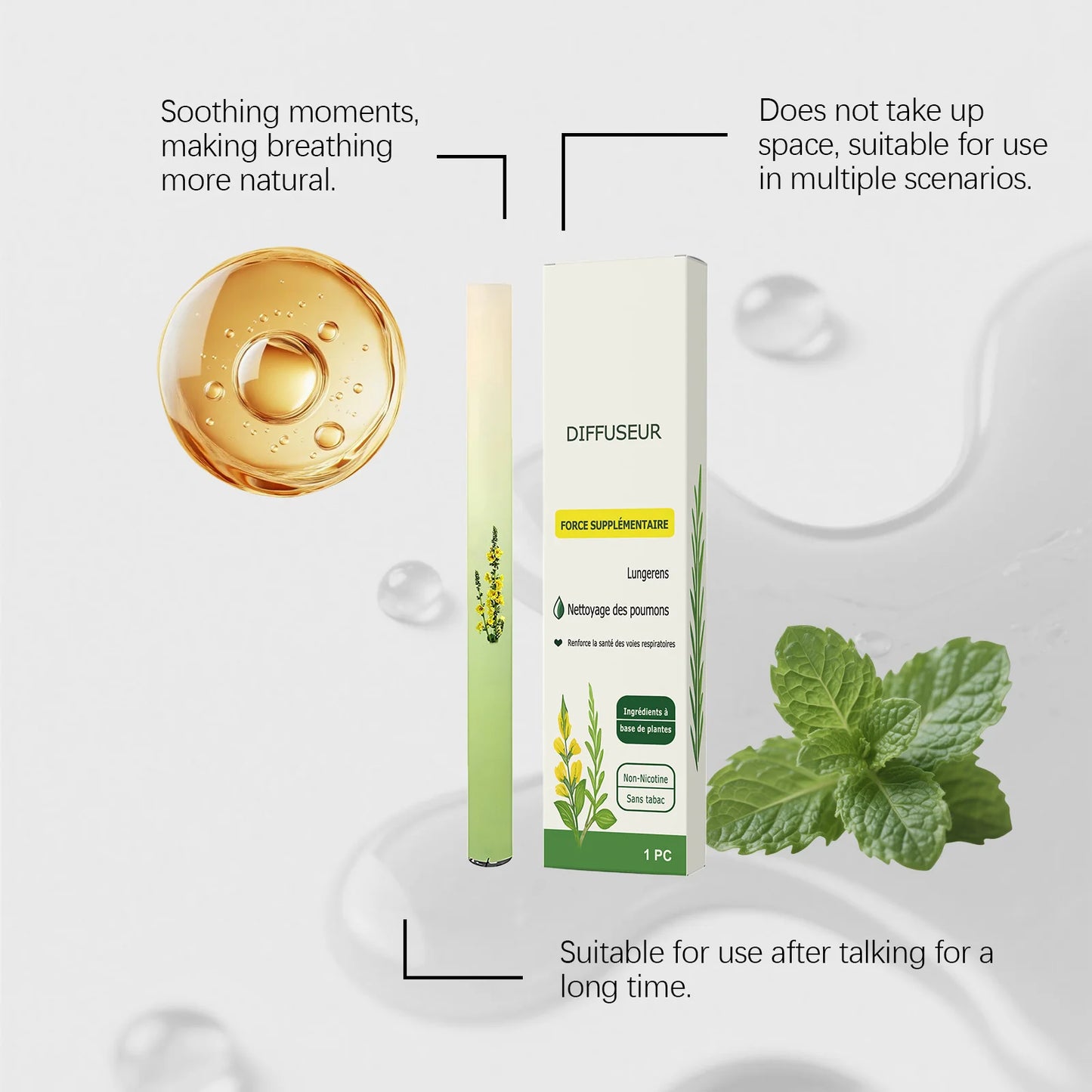 Herbal Diffuser Lung Cleansing Relieve Driving Fatigue Relaxing Body Improve Sleep Quality Refresh Smooth Breathing Energy Bar Peaceful Pleasures Health and Wellness