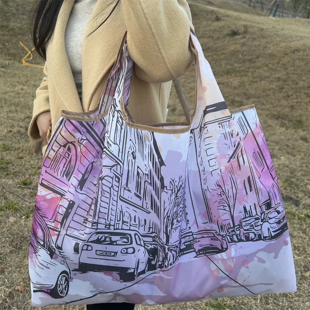 Large Foldable Reusable Nylon Shopping Bag – Travel Tote