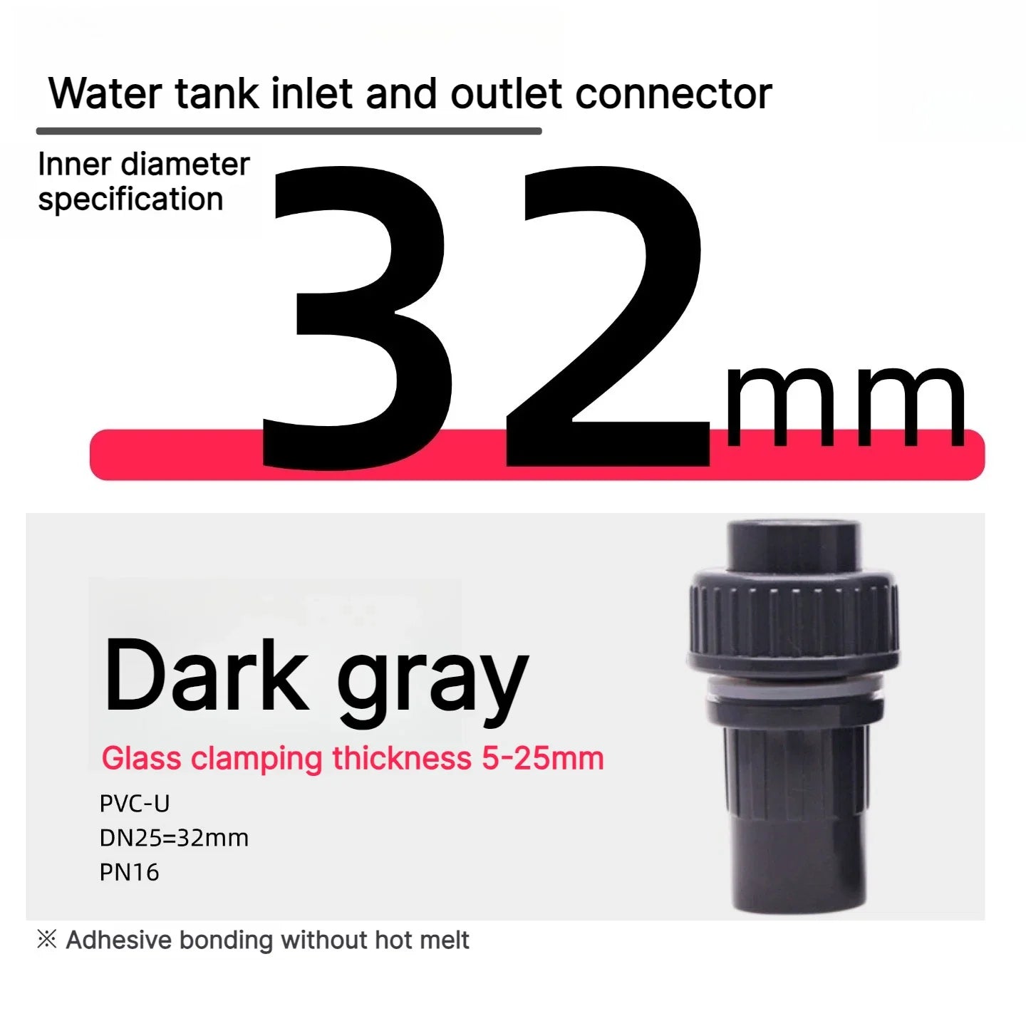 PVC Duck Bill Aquarium Pipe Fittings 20/25/32/40mm Black