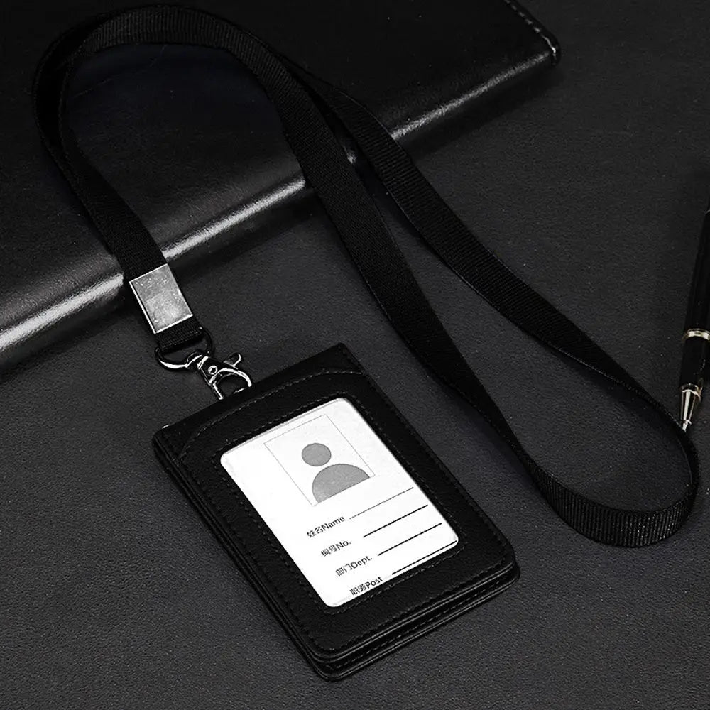 Business Neck Strap Stationery Office School Supplies Badge Holder Card Holder with Lanyard Bus Cards Cover ID Desk Organizer Peaceful Pleasures Health and Wellness black