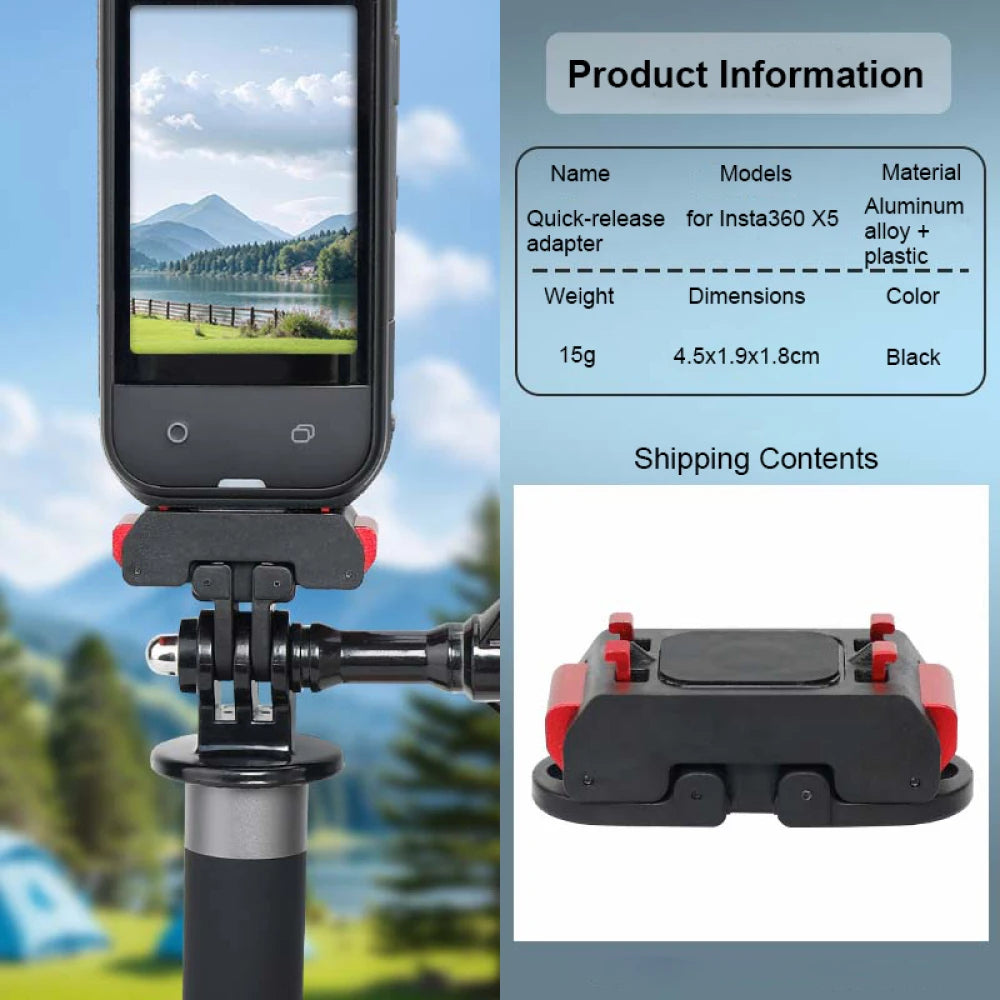 Magnetic Quick Release Adapter Mount Aluminum Alloy+Plastic Camera Stand Mount Adapter Camera For Insta360 X5 Camera Peaceful Pleasures Health and Wellness