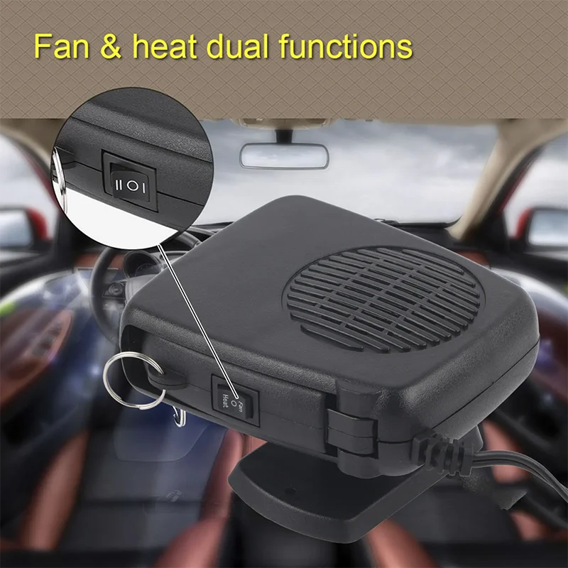 Car Heater 12V Fast Heating Defroster Car Defogger 2 In1 Fast Heating & Cooling Fan Heater Plug Cigarette Lighter Peaceful Pleasures Health and Wellness