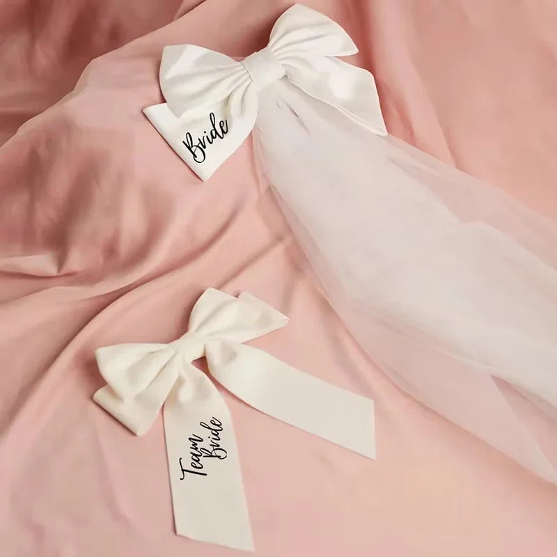 Bride Bow Veil – Bachelorette Hen Do Bridal Shower Gift Bridal Party Accessory Peaceful Pleasures Health and Wellness