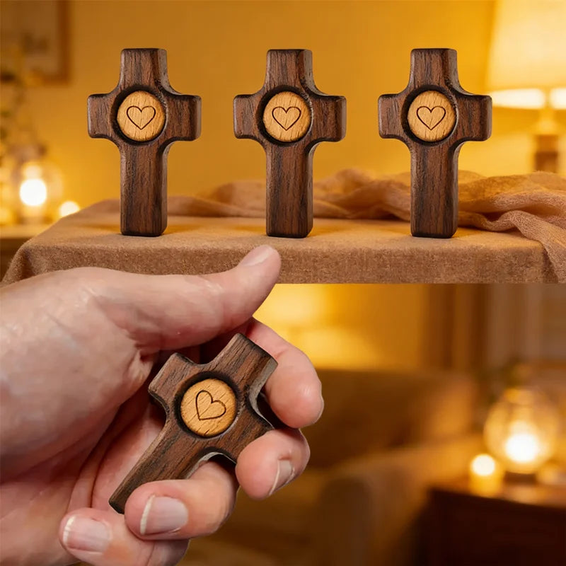 Wooden Handheld Prayer Cross | Fidget & Stress Relief Gift