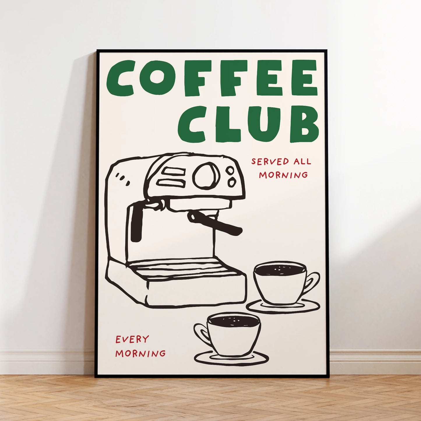 Coffee Club Vintage Canvas Wall Art | Kitchen Coffee Poster