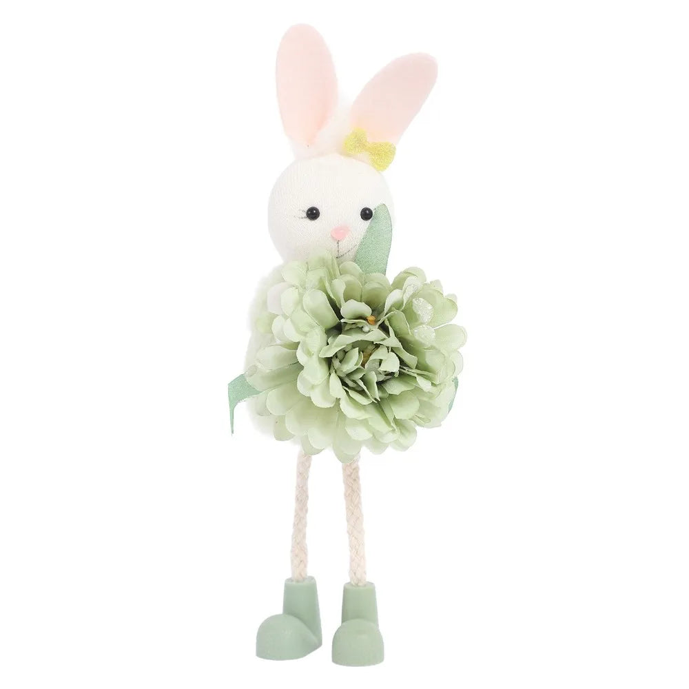 Cartoon Easter Bunny Figurine – Colorful Soft Long Legs Rabbit Decor