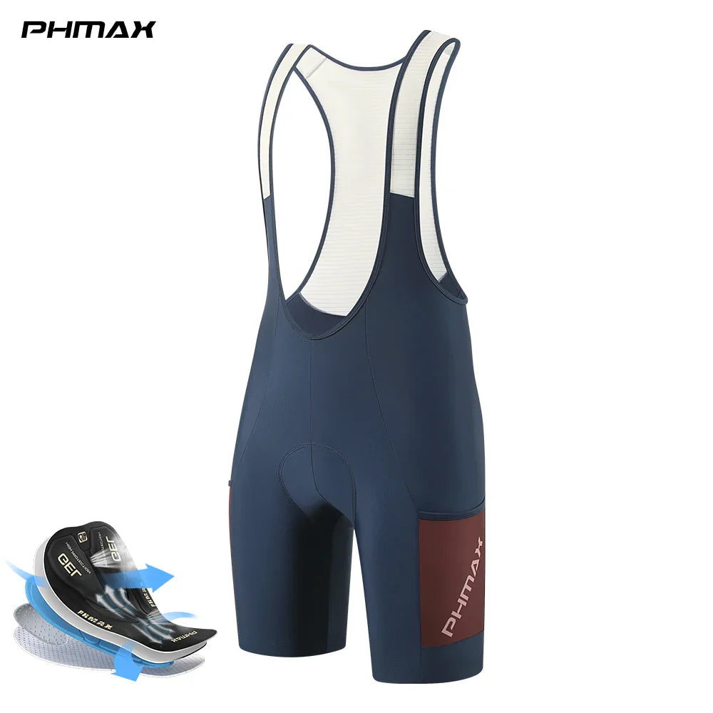 PHMAX Men's Cycling Bib Shorts | 5D Silicone Gel Pad, Breathable