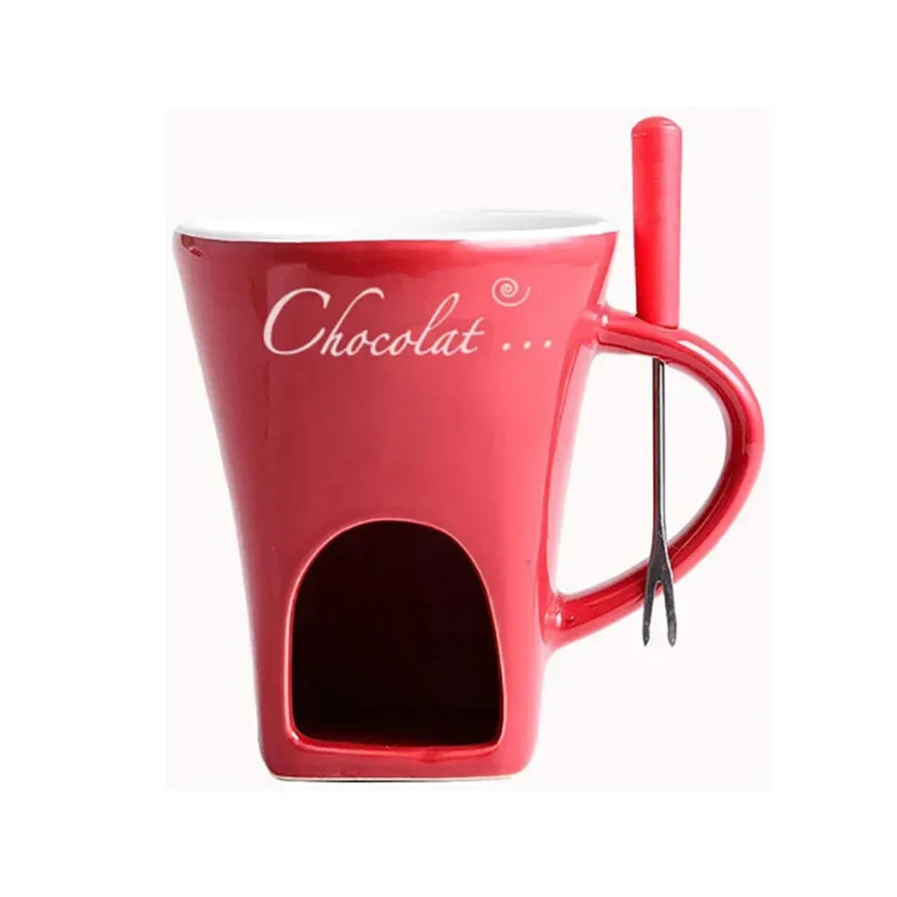 New Small Fondue Mug Set Personal Mini Fondue Pots Chocolate Cheese Ice Cream Fondue Maker Kit Individual Butter Melter Cup Peaceful Pleasures Health and Wellness Red 130ml