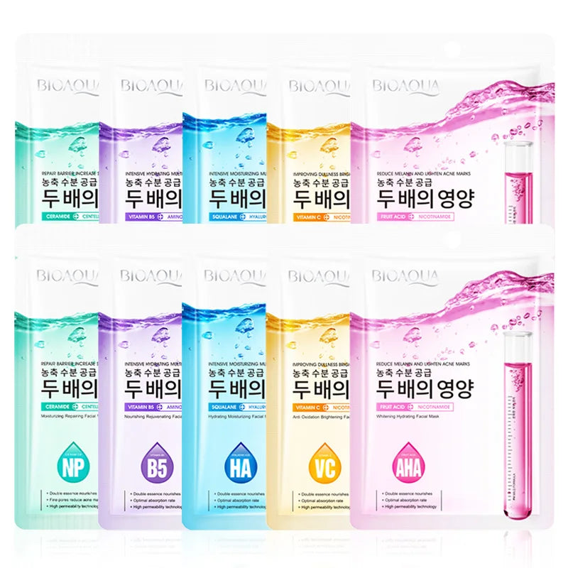 BIOAQUA Niacinamide Sheet Mask 5pcs – Hydrating & Brightening Sheet Face Mask Peaceful Pleasures Health and Wellness