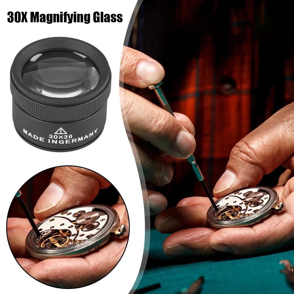 30X 36mm Magnifying Glass for Precision Work K9 Optical Lens Monocle Watch Magnifier Loupe Handheld Coin Stamps Jewelry Loupe Peaceful Pleasures Health and Wellness