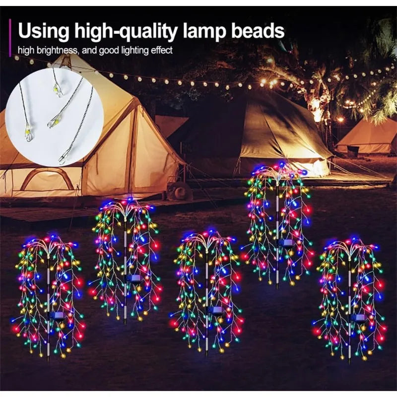 Solar Firework LED Garden Stake Lights | 120 LED Copper Wire