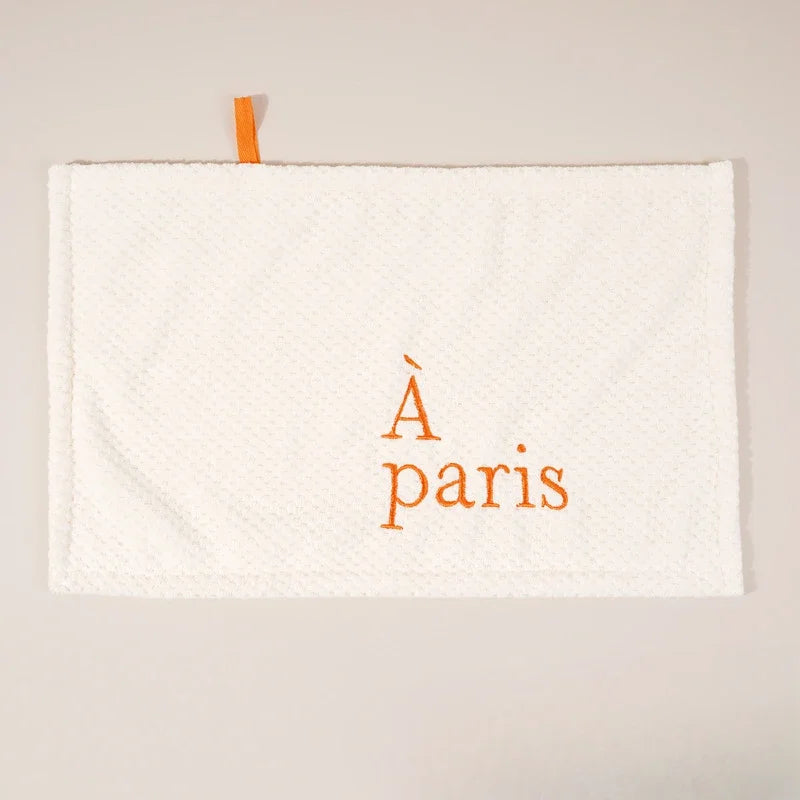 1pc Nordic Hanging Home Embroidery Design Thickened Coral Fleece Absorbent Kitchen and Bathroom Handkerchief Peaceful Pleasures Health and Wellness C 50x30cm