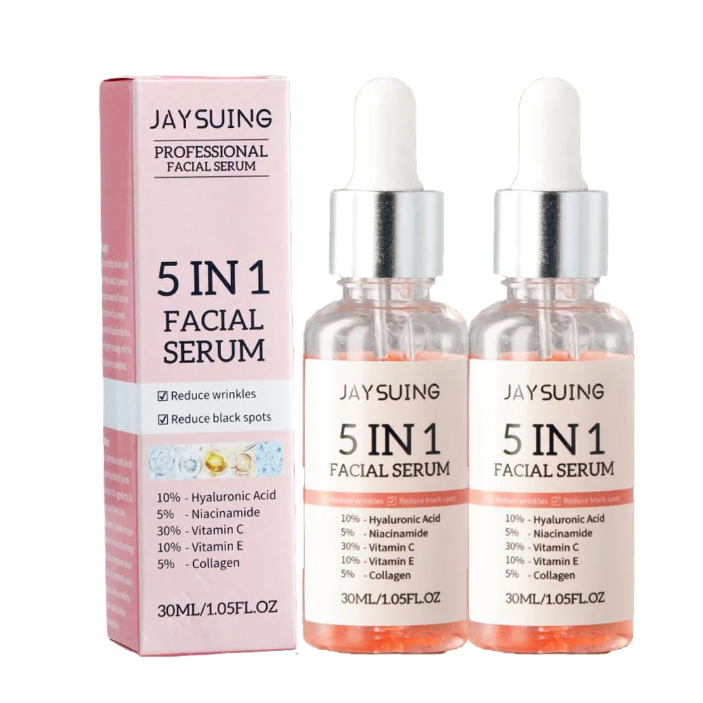 1/2/3pcs 30ml 5 In 1 Face Serum Moisturizing Vitamin C Hyaluronic Acid Facial Serum Shrink Pores Skin Care Peaceful Pleasures Health and Wellness 2pcs 30ML
