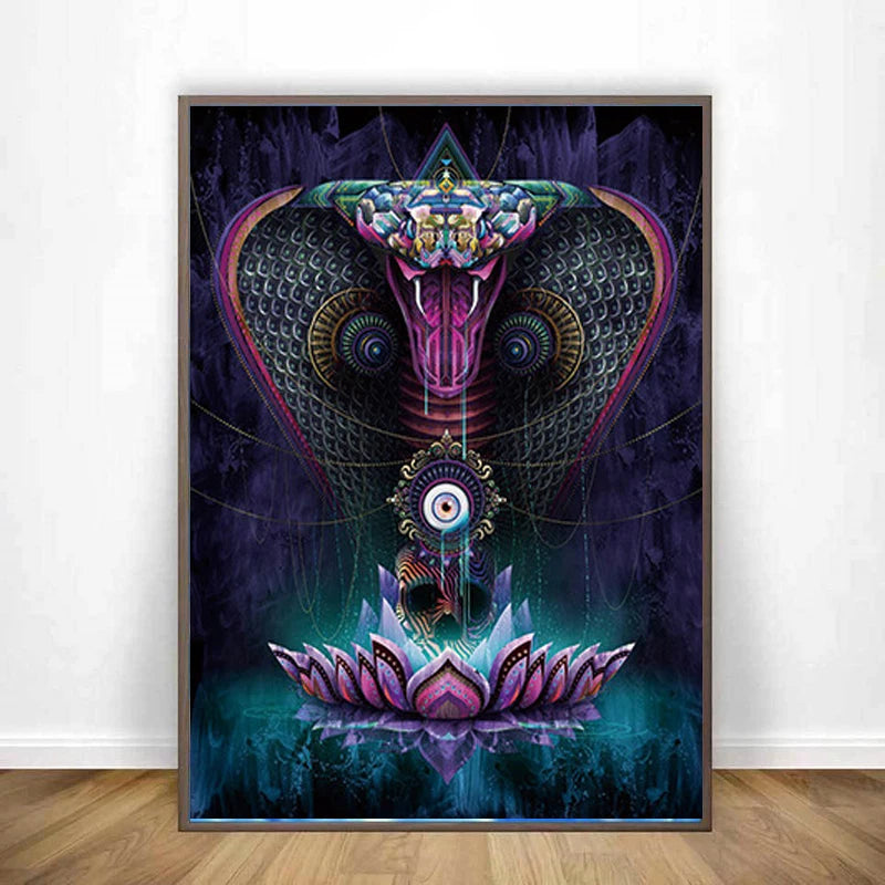 Psychedelic Mushroom Skeleton Canvas Wall Art | Modern Print