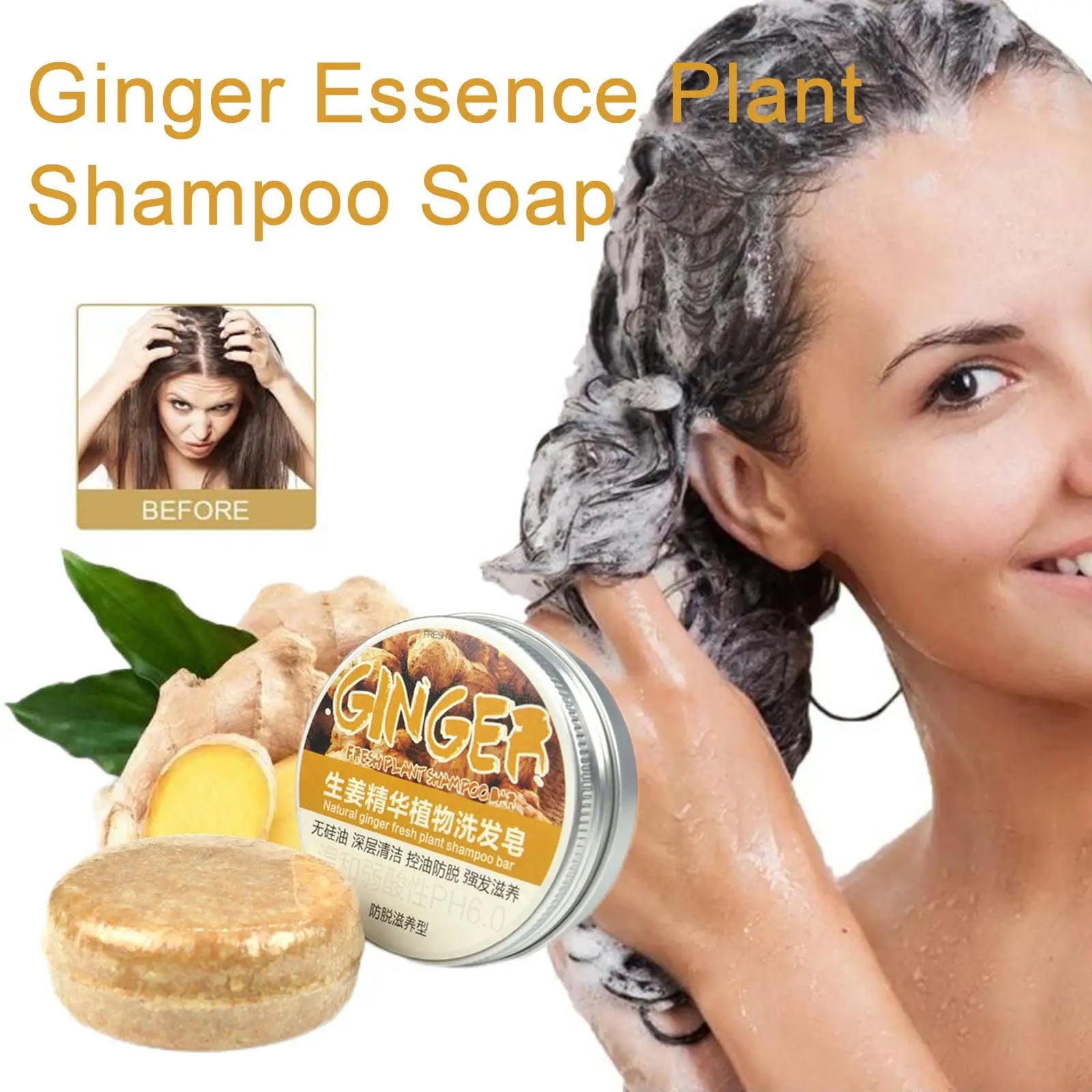 Ginger Polygonum Soap Shampoo Soap Cold Processed Soap Hair Shampoo Bar Pure Plant Hair Shampoos Hair Care Peaceful Pleasures Health and Wellness