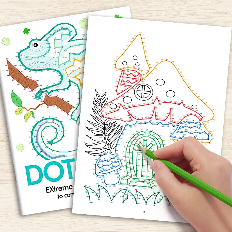 32 Pages Extreme Dot Coloring Book Kids Adults Connect Dots Puzzle