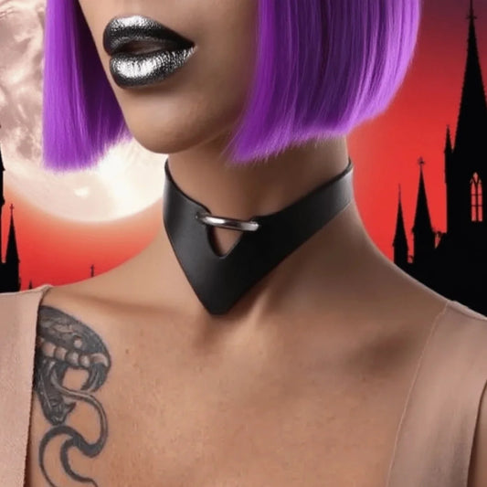 Punk Black PU Leather Choker Necklace Women Men Cool Gothic Spike Peaceful Pleasures Health and Wellness