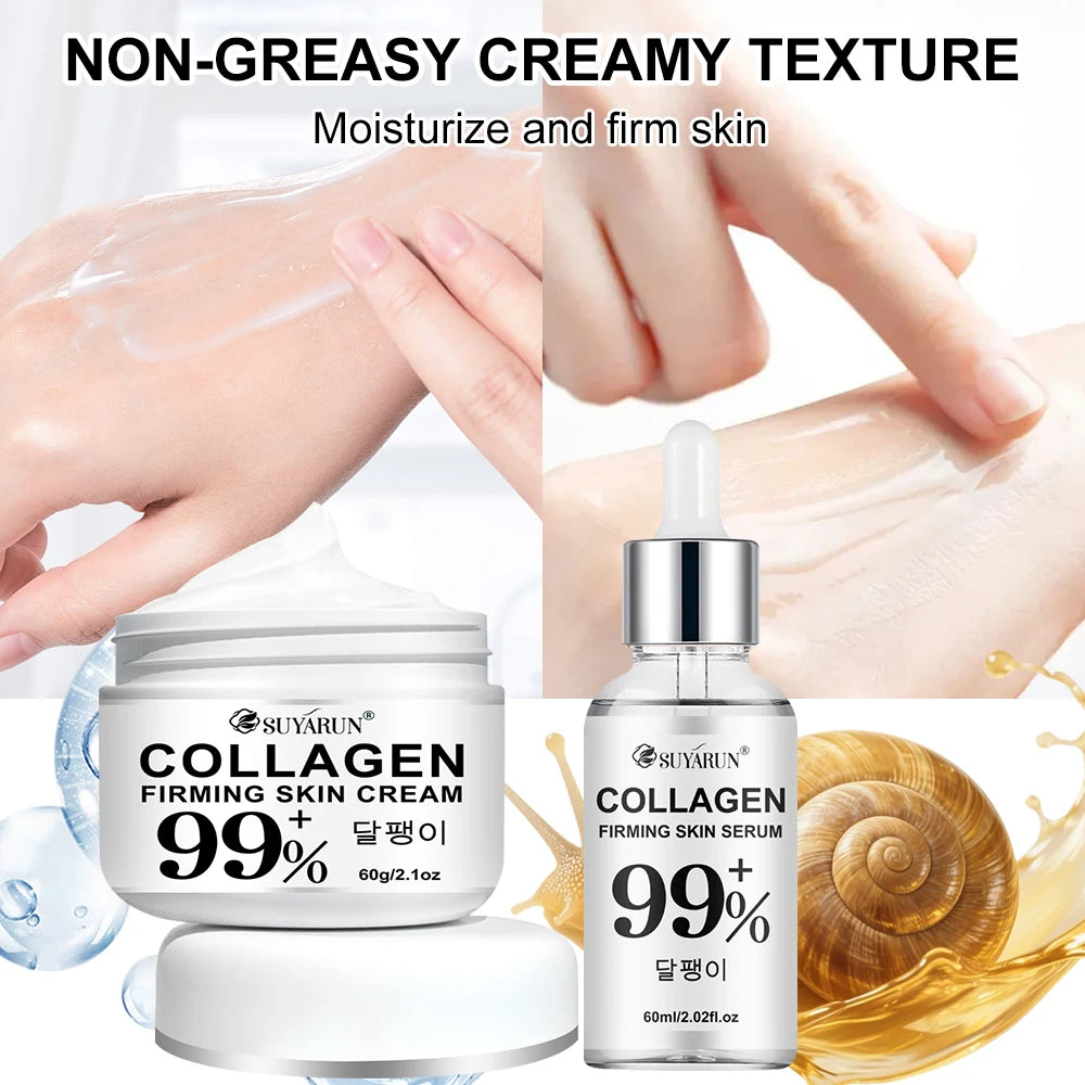 SUYARUN Anti-Aging Collagen Cream & Serum Set - Moisturizing, Wrinkle Reduction, Firming, Brightening - Free Shipping. Peaceful Pleasures Health and Wellness
