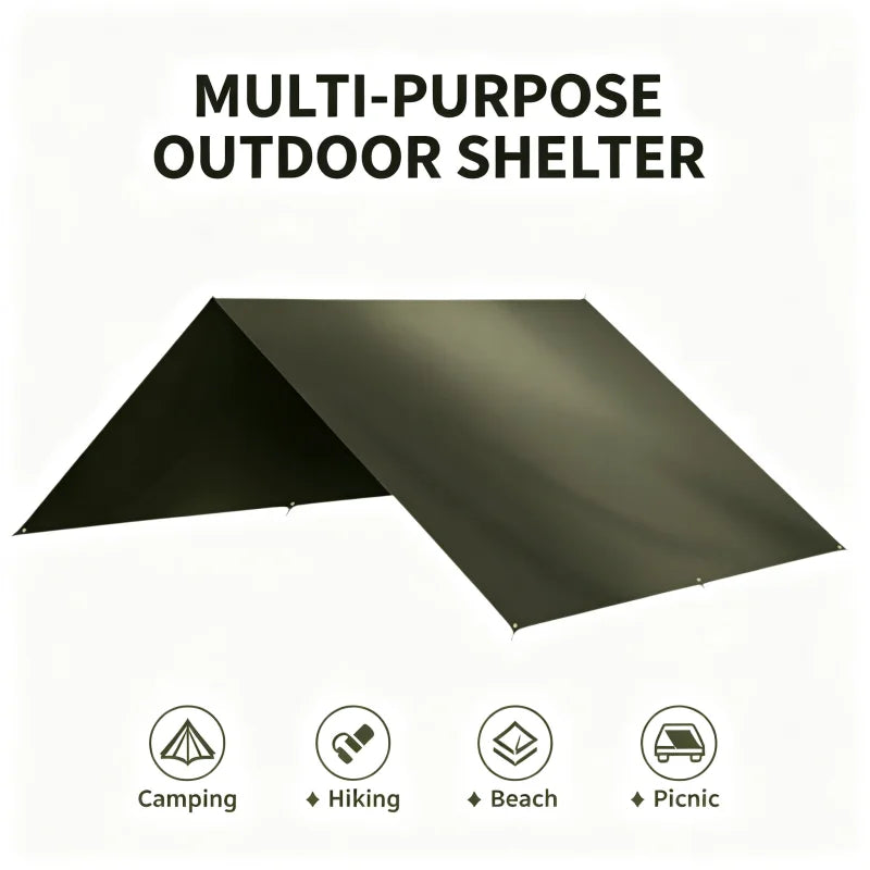 Multifunctional Waterproof Camping Tarp Outdoor Shelter Rain Fly Sunshade Ground Mat Car Awning for Hiking Beach Picnic Peaceful Pleasures Health and Wellness