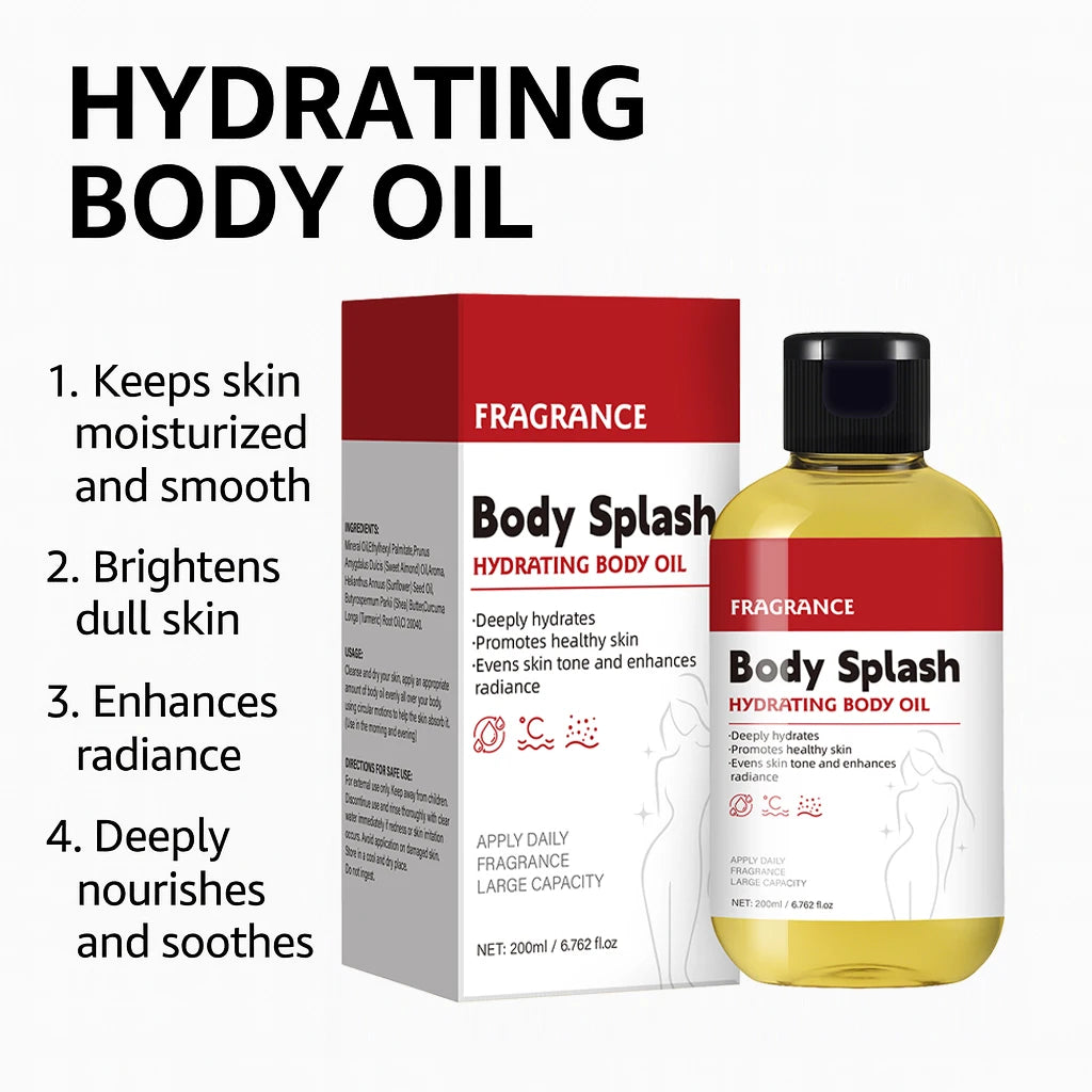 Body Splash Hydrating Body Oil,Fruity Creamy Berry Scent with Vanilla Sugar & Citrus Notes, Lightweight Hydrating Body Oil Peaceful Pleasures Health and Wellness