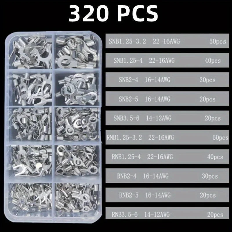 320pc 4-in-1 Crimping Pliers & OT/UT Copper Terminal Kit Peaceful Pleasures Health and Wellness QS176-320pcs