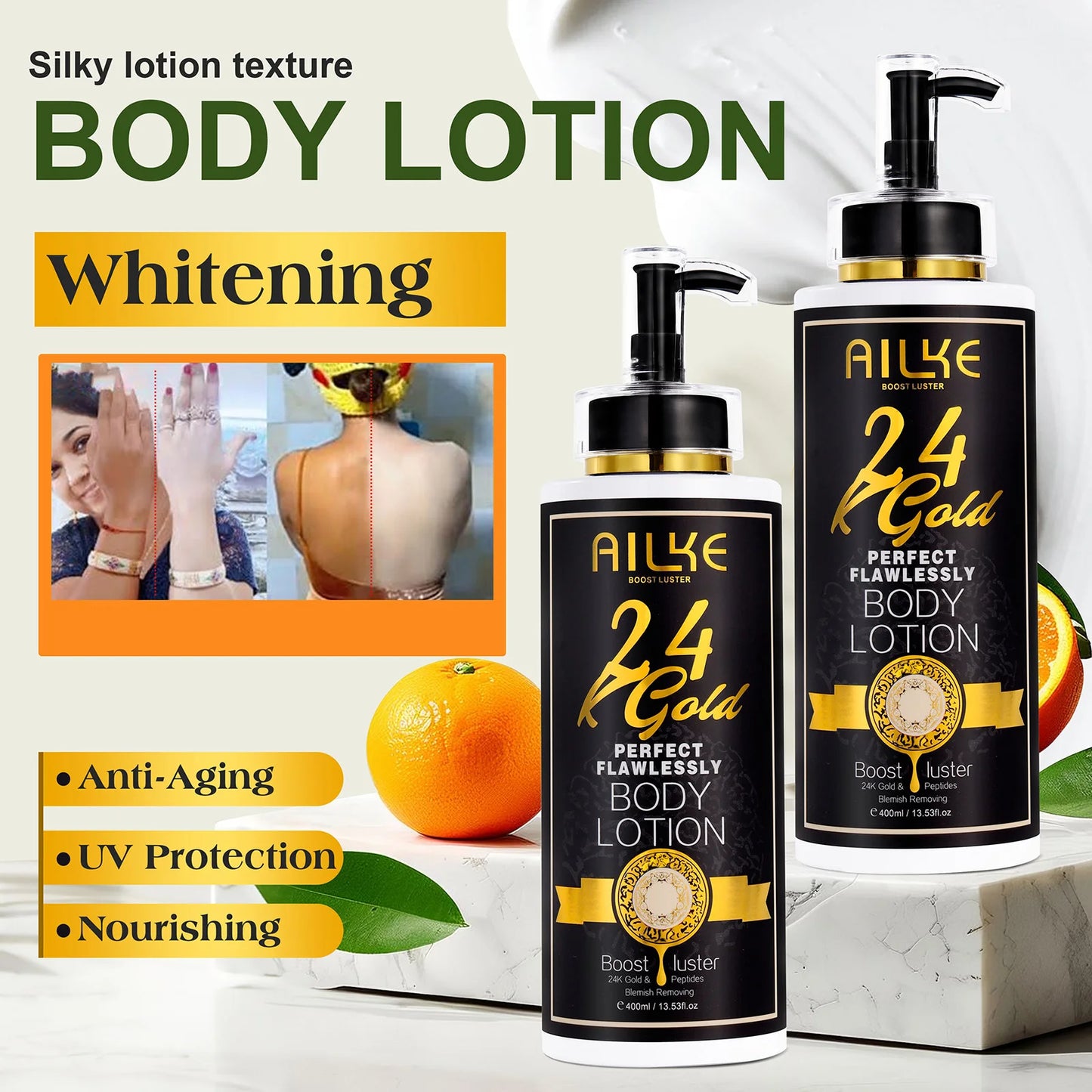 AILKE 24K Gold Body Lotion | Brightening, Niacinamide & Vitamin C