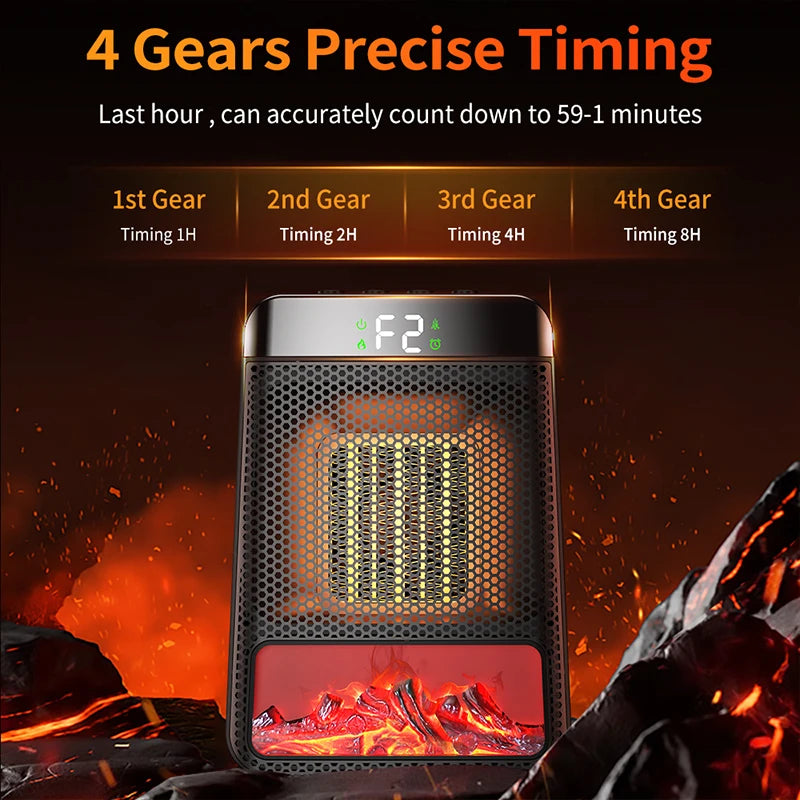 3D Dynamic Flame PTC Electric Fan Heater 4 Gears Desktop Hot Air Blower Heating For Home Living Room Peaceful Pleasures Health and Wellness