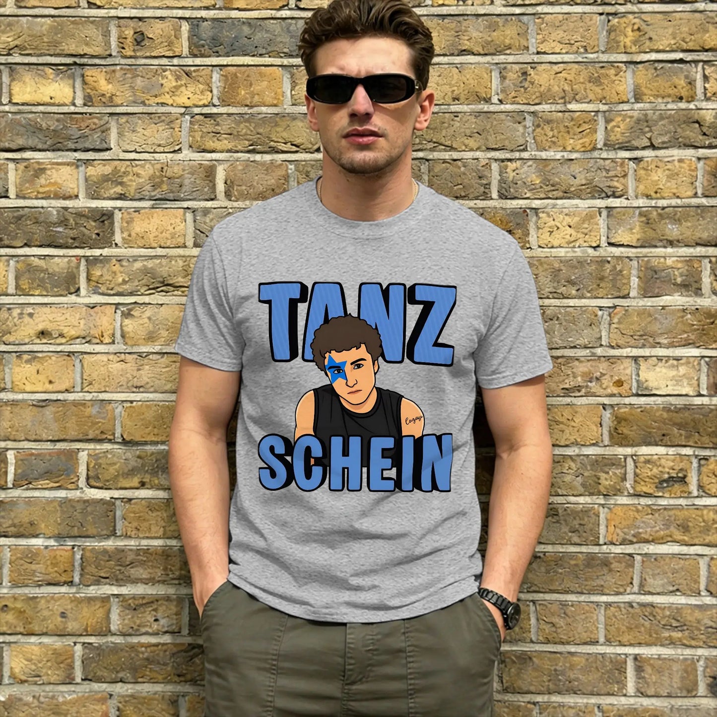 TANZSCHEIN Cosmó Men T Shirts Eurovisions 2026 Awesome Tee Shirt Short Sleeve Round Neck T-Shirt Pure Cotton Summer Clothes Peaceful Pleasures Health and Wellness GRAY 6XL