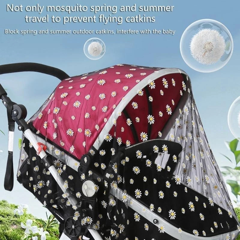 Baby Stroller Mosquito Net | Embroidered Insect Mesh Cover