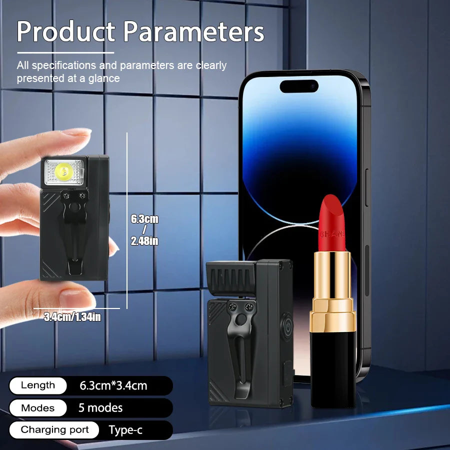 Mini COB LED Keychain Flashlight | USB-C Rechargeable 600 Lm