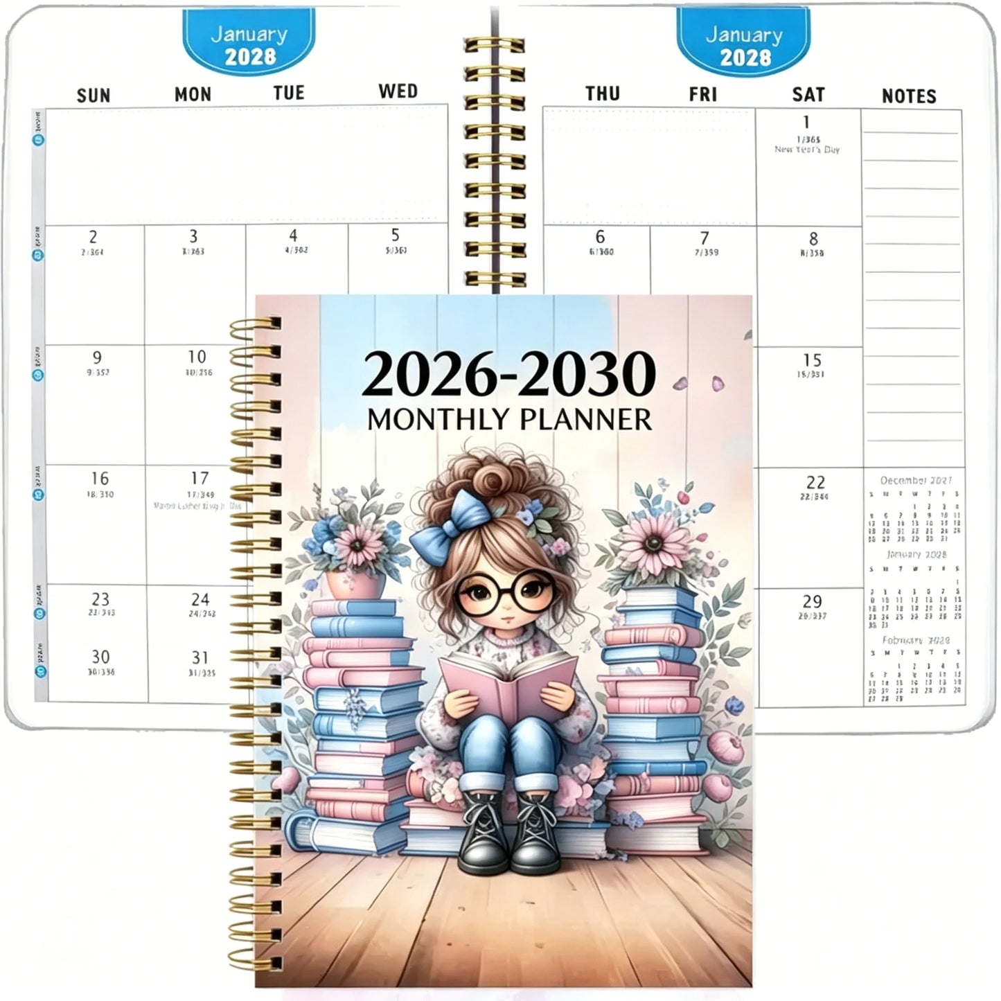 2026-2030 Monthly Planner 5-Year Academic Diary Spiral Bound Book