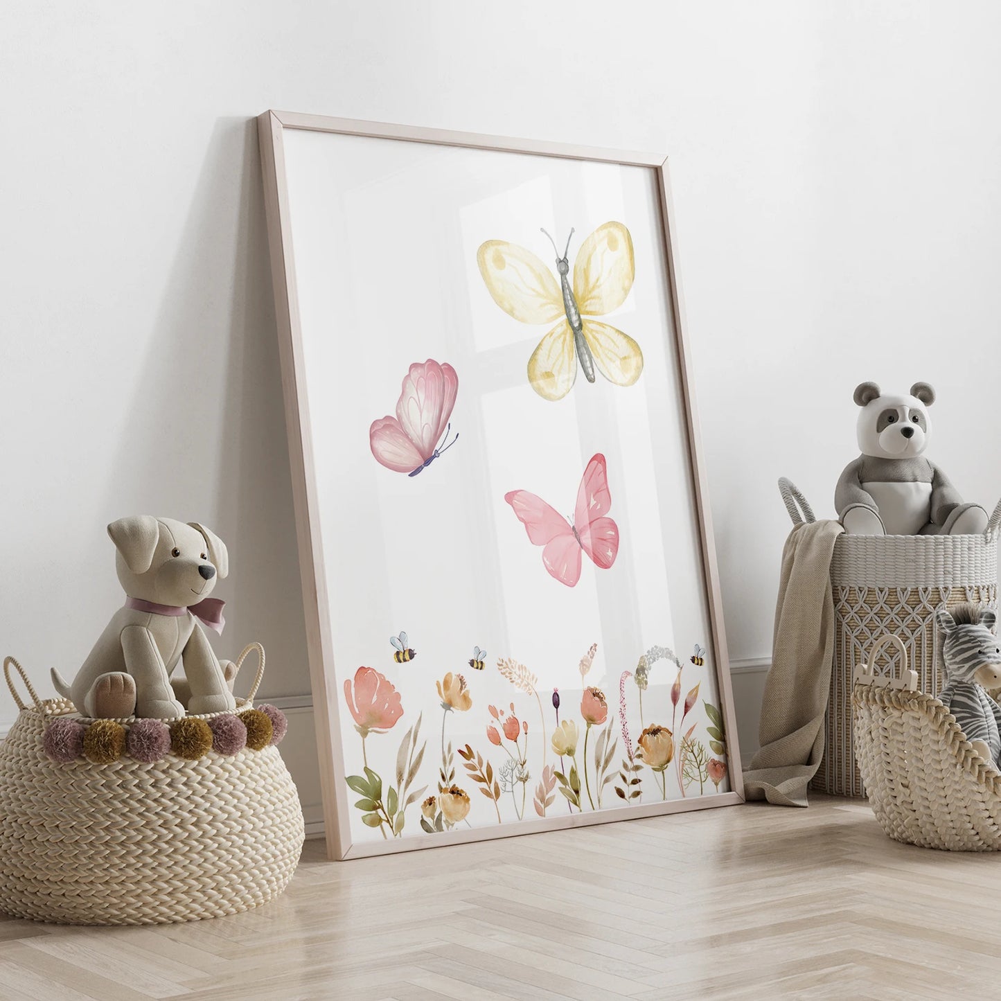 3-Piece Personalized Butterfly Floral Canvas Wall Art Print