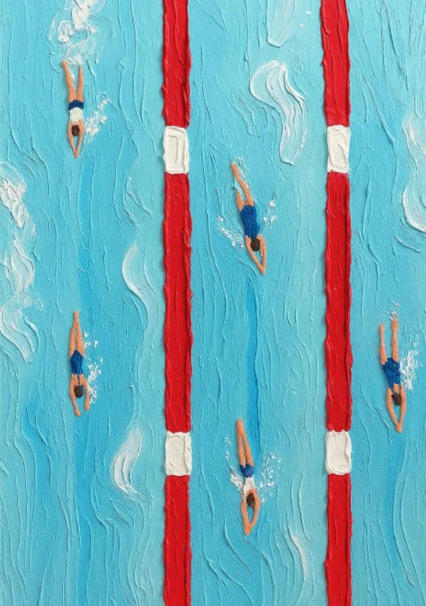 Abstract Werner Bronkhorst Painting Art Posters Prints Blue Texture Pool Swimming Minimalist Canvas Painting Modern Home Decor Peaceful Pleasures Health and Wellness