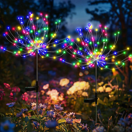 Solar LED Dandelion Firework Stake Lights | Outdoor Garden Lawn Solar Garden Stake Light Peaceful Pleasures Health and Wellness