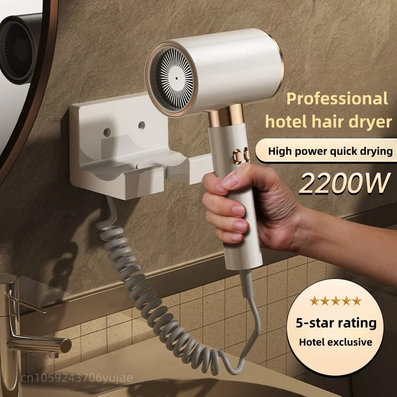 220V Hotel Specific Hair Dryer 2200W High-Power Fast Drying Silent Wall Mounted Household Hair Dryer Without Punching Holes Peaceful Pleasures Health and Wellness