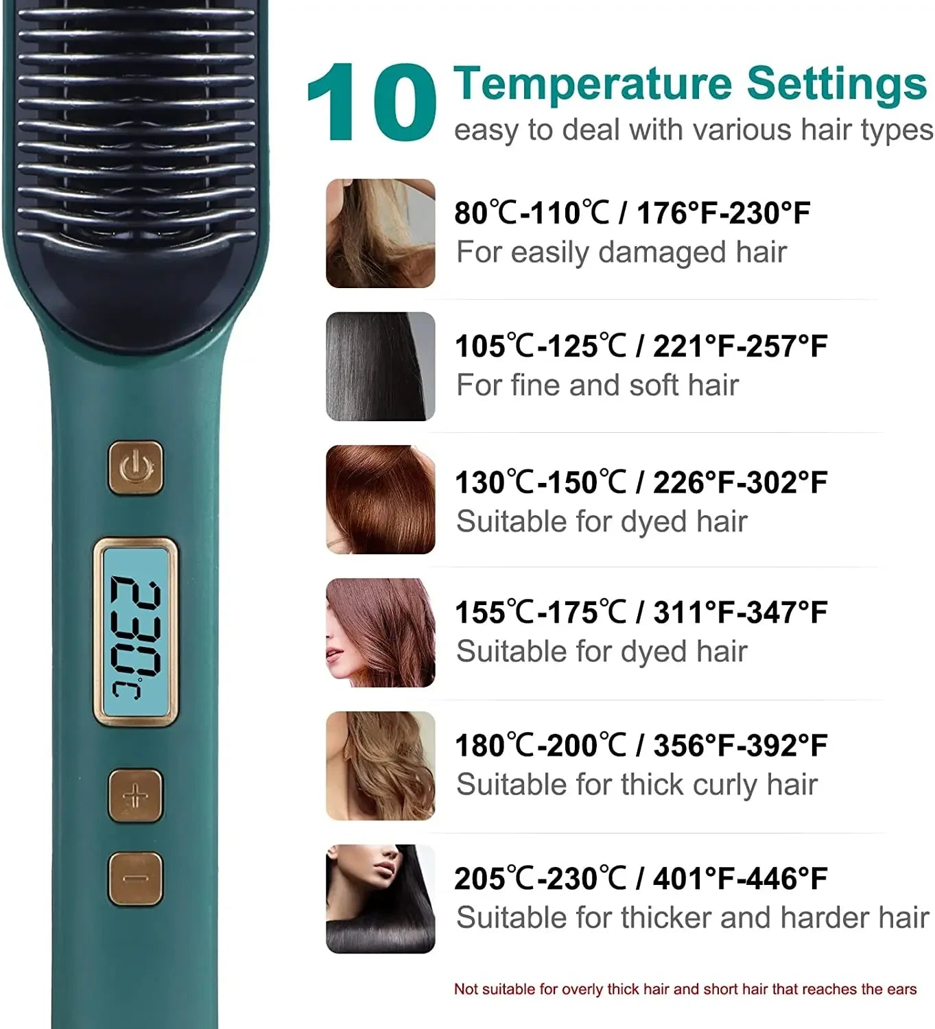 Tourmaline Ceramic Hair Straightener Brush LCD Hot Comb Wet Dry Quick Heating Curler Straightening Hair Tool Peaceful Pleasures Health and Wellness