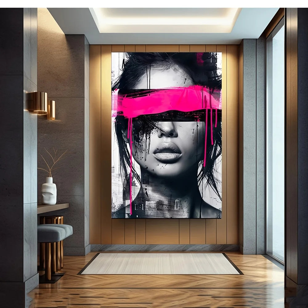 Abstract Woman Portrait Art Abstract Woman Unique Graffiti Portrait Canvas Art - Frameless for Living Room and Bedroom Decor Peaceful Pleasures Health and Wellness