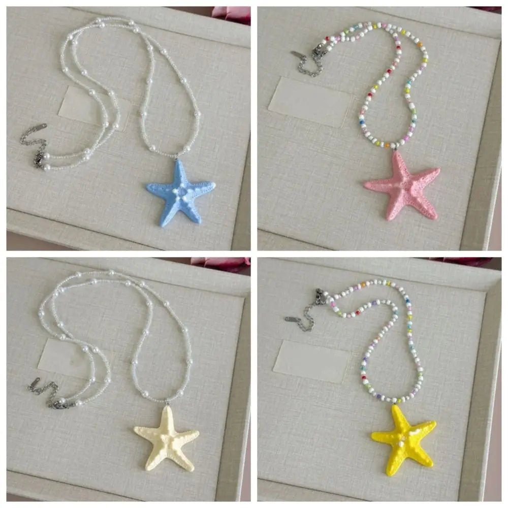 Bohemian Starfish Beaded Necklace | Colorful Beach Jewelry Pendant Necklace Peaceful Pleasures Health and Wellness